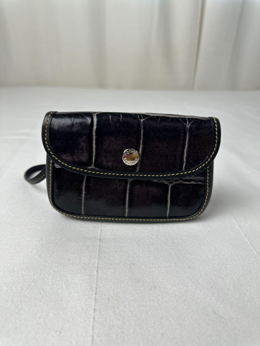 Dooney & Bourke Black Croc-Embossed Leather Wristlet